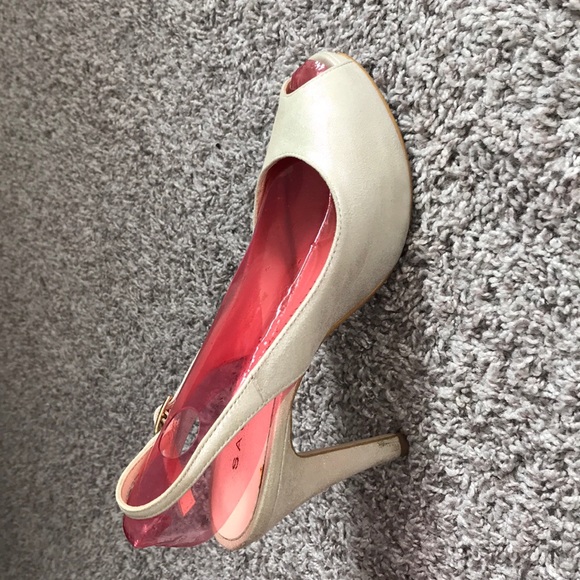 Sacha London peep toe sandals shimmery nude color - Picture 2 of 7